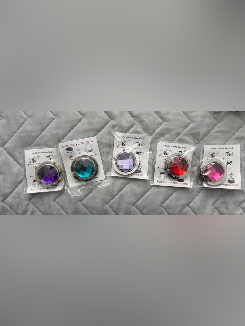 NWT One Foldable Purse Hook - Assorted Gemstone Colors